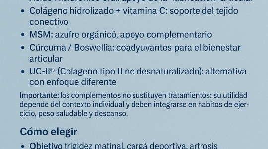 Guía de suplementos para articulaciones en España: qué elegir y por qué